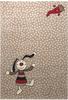 Gewebter Kinderteppich beige mit Punkten und Hasen-Design 120x170