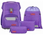 Step by Step BASIS Schulranzen-Set &bdquo;Purple Konfetti&ldquo;, 4-teilig
