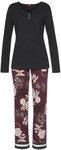 S.OLIVER Damen Pyjama schwarz-bordeaux-mehrfarbig-gebl&uuml;mt Gr.36/38