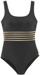 LASCANA Damen Badeanzug schwarz-goldfarben Gr.52 Cup E