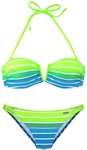 VENICE BEACH Bandeau-Bikini Damen t&uuml;rkis-gestreift Gr.32 Cup A/B