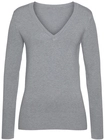 VIVANCE V-Ausschnitt-Pullover Damen grau-meliert Gr.32/34