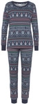 LASCANA Damen Pyjama dunkelblau gemustert Gr.44/46