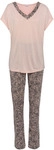 LASCANA Damen Pyjama rosa anthrazit gemustert Gr.36/38