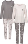 VIVANCE DREAMS BY LASCANA Damen Pyjama rosa/grau Gr.40/42