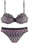 LASCANA B&uuml;gel-Bikini Damen schwarz-bunt Gr.36 Cup B