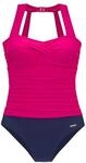 LASCANA Damen Badeanzug beere-marine Gr.38 Cup D