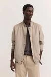 Collegeblouson aus Premium Suede mit sportlichen Strickdetails und wasserabweisender