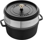 Staub La Cocotte Cocotte mit D&auml;mpfeinsatz 26 cm, rund, Schwarz, Gusseisen