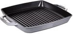 Staub Grill Pans Grillpfanne mit zwei Griffen, quadratisch, 33 cm, grau 33 cm,