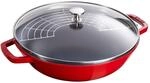 Staub Specialities Wok mit Glasdeckel 30 cm, rund, Kirsch-Rot, Gusseisen