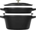 Staub Stackable Set Kochtopfset 2-tlg, rund, Schwarz, Gusseisen