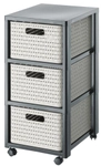 Rotho Kunststoff AG Rotho COUNTRY Tower 3 x A4 mit Rollen, Schubladenturm mit 3