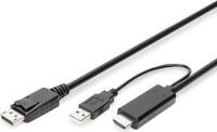 DIGITUS - Adapterkabel - DisplayPort m&auml;nnlich zu HDMI, USB (nur Strom) m&auml;nnlich - 2