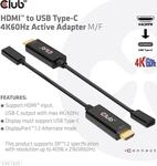 Club 3D - Adapterkabel - HDMI m&auml;nnlich bis USB-C weiblich - 22 cm - aktiv, Support