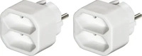 Hama 00223211, Hama Steckdosenadapter 2-fach, 2x Euro-Steckdose, Doppelpack, Wei&szlig;