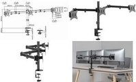 LogiLink - Befestigungskit (Tischmontage) - einstellbarer Doppelarm - f&uuml;r 3 Monitore