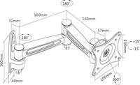 InLine Wandhalterung - f&uuml;r Monitore bis 68cm (27) - max. 15kg - 2-teiliger Arm