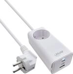 InLine USB Netzteil - GaN Ladeger&auml;t - 2x USB-C - 1x USB-A - mit Schutzkontaktbuchse