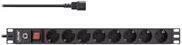 InLine&reg; 48,30cm (19) Steckdosenleiste, 8-fach Schutzkontakt, C14 Stecker,