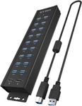 18+2 port USB Hub, 18x USB-A Daten Port, 2x USB Ladeport, USB 3.2 Gen 1 @ 5 Gbit/s,
