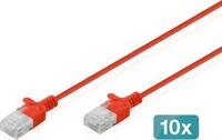 DIGITUS CAT6 U/UTP SLIM PA 10X5M RED 10X 5M LSZH AWG 32/7 RED (DK-1618-050S-R-10)