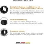 Walimex pro T2 Adapter f&uuml;r Fuji X - Adapterring mit manuellem Fokus, einfache