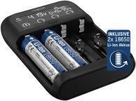 Ansmann Lithium 4 Universalladeger&auml;t mit 2x 18650 Akkuzellen 2600mAh Ladeger&auml;t