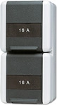 JUNG SCHUKO-Steckdose 2-fach 822NAW WG800 IP44 senkr.Mont. Be-Fe. 2 Lei 822NAW