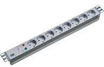 Bachmann 48,30cm (19)-Steckdosenleiste &Uuml;SS, ALU, 8-fach, lichtgrau RAL7035,
