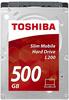 Toshiba HDWK105UZSVA, Toshiba L200 - Slim - Festplatte - 500GB - intern - 6,4 cm (2.5