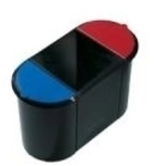 helit Papierkorb Trio-System, oval, aus PE, schwarz mit umlaufendem Griffrand,