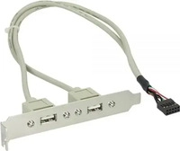 InLine 33391, InLine Slotblech USB 2.0, 2x USB Buchse auf 1x 10pol Pfostenverbinder,