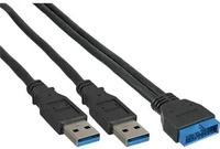 InLine 33447I, InLine USB 3.0 Adapterkabel, 2x Stecker A auf Pfostenanschluss 19pol.,