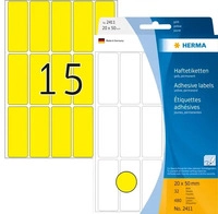 HERMA 2411, HERMA - Permanentklebeetiketten - Gelb - 20 x 50 mm 480 Etikett(en) (32