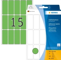 HERMA 2415, HERMA - Permanentklebeetiketten - gr&uuml;n - 20 x 50 mm 480 Etikett(en) (32