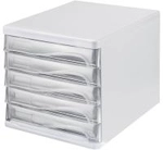 helit Schubladenbox transparent DIN A4 mit 5 Schubladen (H6129902)