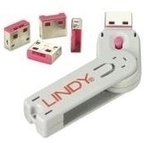 Lindy USB Typ A Port Schloss, pink Vier Port Schl&ouml;sser f&uuml;r USB mit Schl&uuml;ssel sind