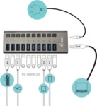 i-Tec USB3.0 Charging HUB 10 port + Power Adapter 48 W - Hub - 10 x SuperSpeed USB3.0