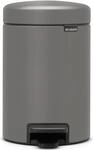 Brabantia 126260 M&uuml;lleimer 3 l Rund Kunststoff Grau (126260)