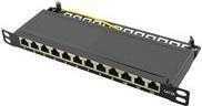LogiLink - Patch Panel - Rack montierbar - RJ-45 X 12 - Schwarz, RAL 9005 - 0.5U -