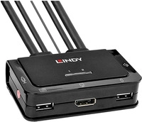 Lindy 2 Port DisplayPort 1.2, USB 2.0 & Audio Cable KVM Switch Umschalten zwischen 2