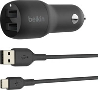 Belkin CCE001BT1MBK, BELKIN DUAL USB-A CHARGER CAR 24W, 2 x USB, USB-A - USB-C