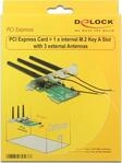 DeLOCK PCI Express Card > 1 x internal M.2 Key A Slot with 3 external Antennas -