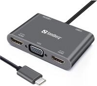 Sandberg USB-C Dock 2xHDMI+1xVGA+USB+PD - Verkabelt - USB 3.2 Gen 1 (3.1 Gen 1)