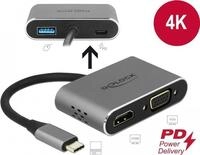 Delock - Externer Videoadapter - USB-C - HDMI, VGA - Grau - retail (64074)