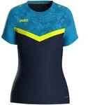 JAKO T-Shirt Iconic (marine/JAKO blau/neongelb / Gr&ouml;&szlig;e 34 / Damen)