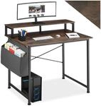 TecTake GmbH Schreibtisch mit Ablage und Stofftasche - Industrial Holz dunkel,