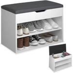 TecTake GmbH Schuhbank Jasmina mit Sitzpolster 60x30x43,5cm - wei&szlig; 403614