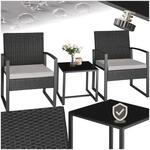 TecTake GmbH Rattan Sitzgruppe Granada mit Tisch f&uuml;r 2 Personen schwarz -